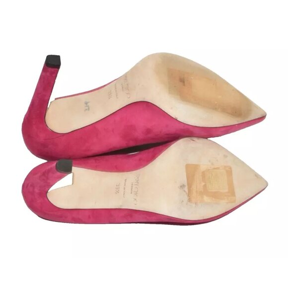 $750 JIMMY CHOO BAKER 100 PUMP SUEDE RASPBERRY RED PVC 39.5 (SE18) SEXY - Picture 8 of 9